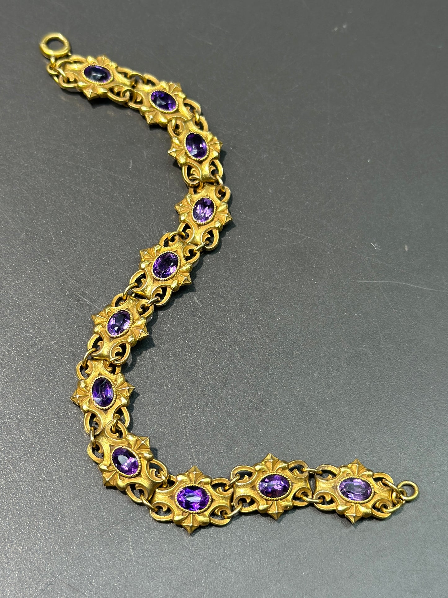 Art Nouveau Dreher & Son, Bracelet améthyste en or EA 14 carats