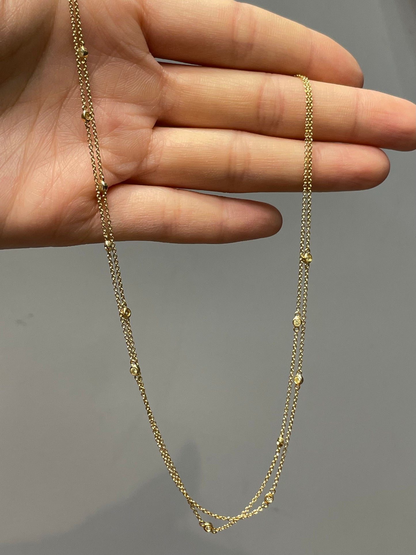 18K Yellow Gold 0.50 CTW Diamond Double Strand Necklace 16.0 inch