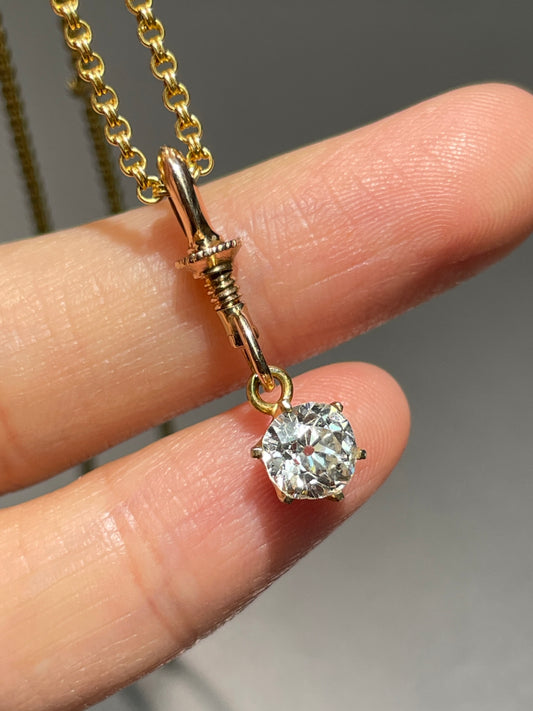 Vintage 14K Gold 0.81 CTW Old Mine Cut Diamond Charm Pendant