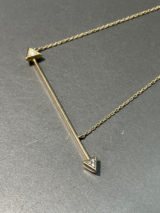 18K Yellow Gold 0.08 CTW Diamond Arrow Necklace