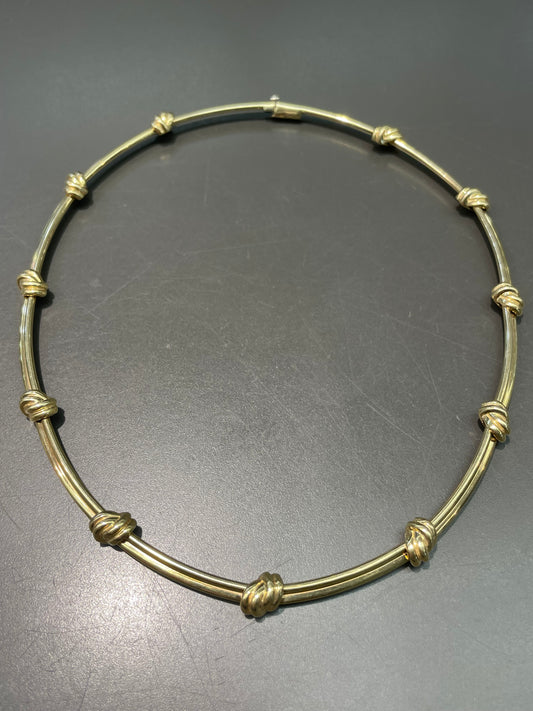 Vintage 14K Yellow Gold Love Knot Link Collar Necklace