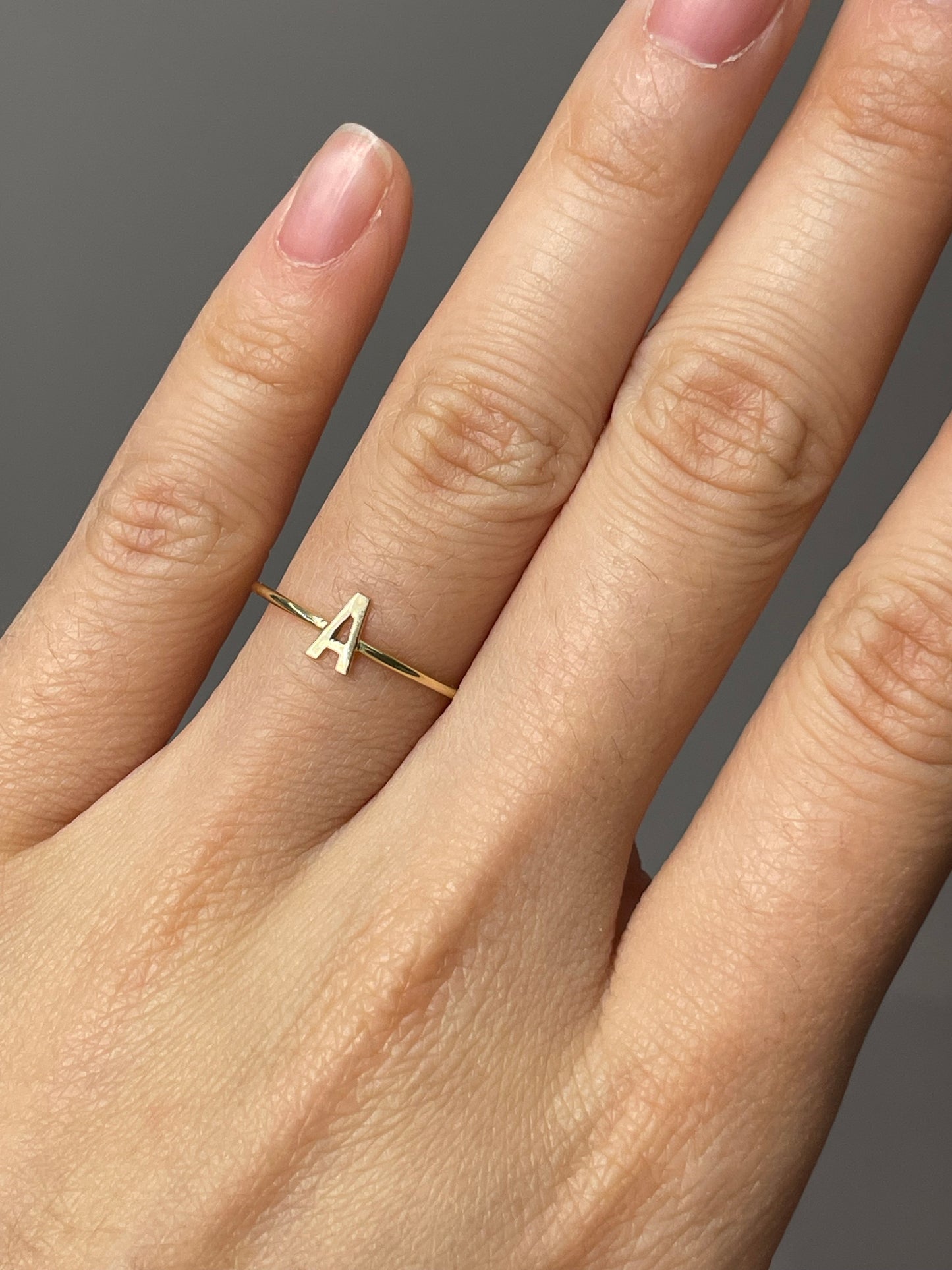 14K Yellow Gold "A" Letter Ring