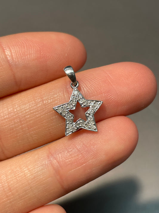 14K White Gold 0.30 CTW Diamond Star Charm
