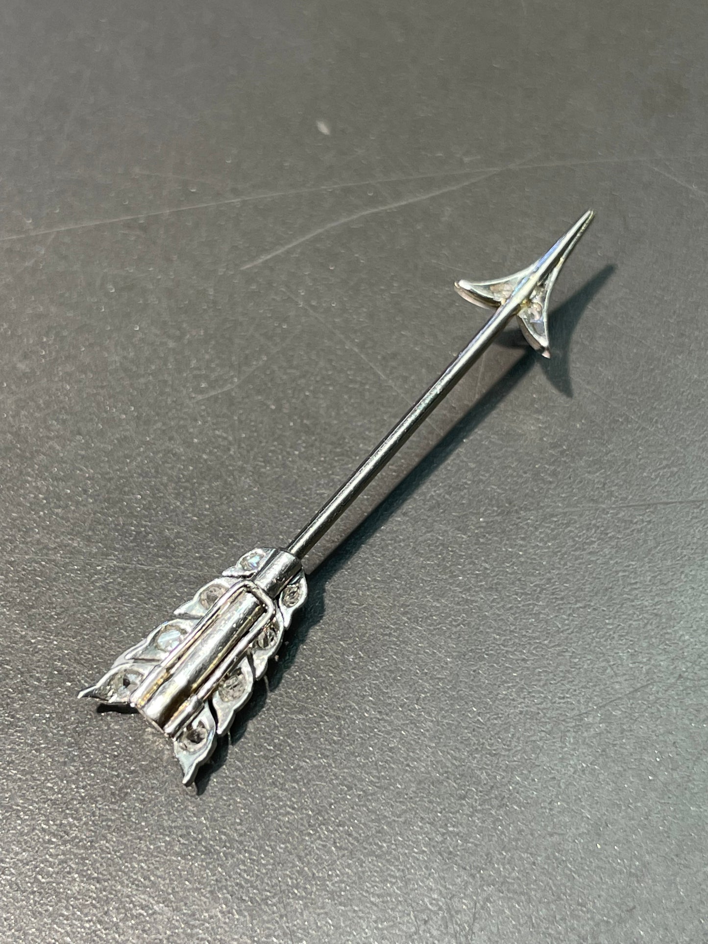Antique Platinum 0.22 CTW Diamond Arrow Jabot Pin