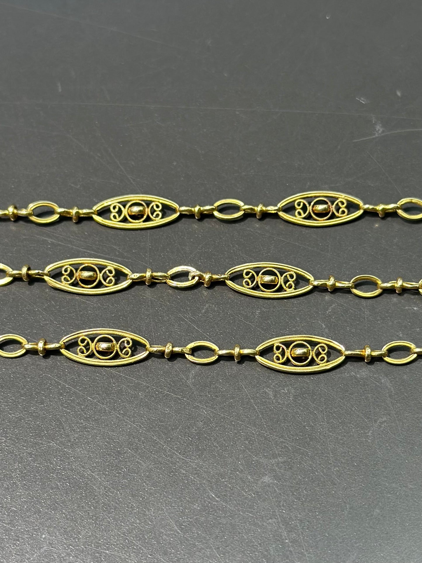 Vintage French 18K Gold Filigree Chain Necklace