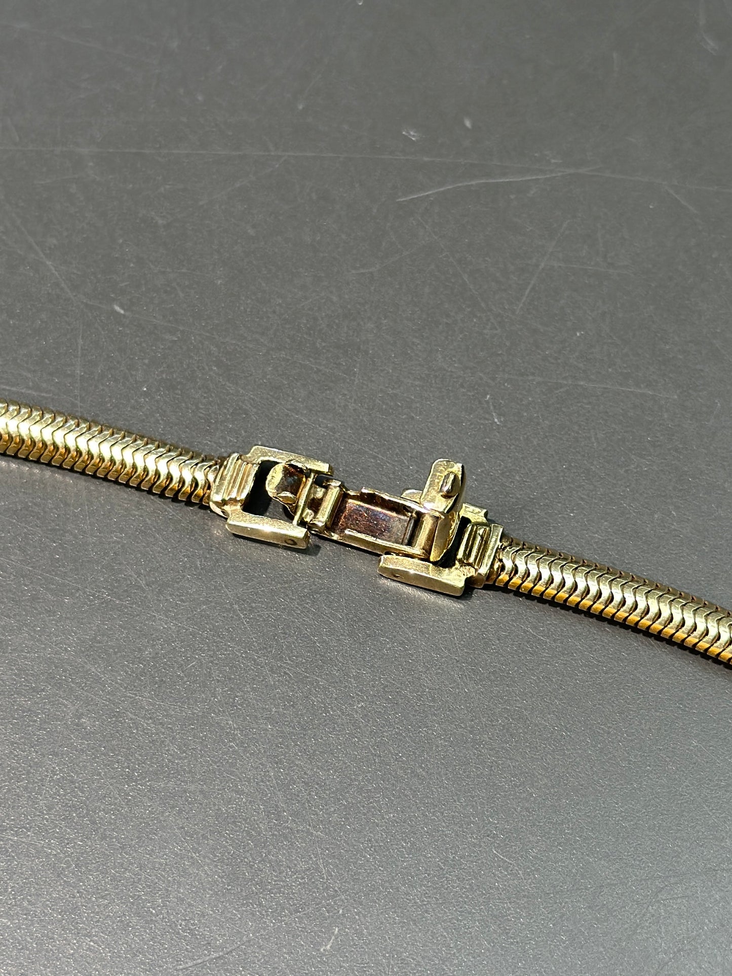 复古 14K 金蛇链项链 15.5 英寸