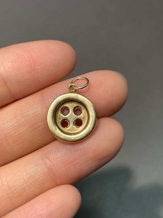 Vintage 14K Yellow Gold Button Charm Pendant
