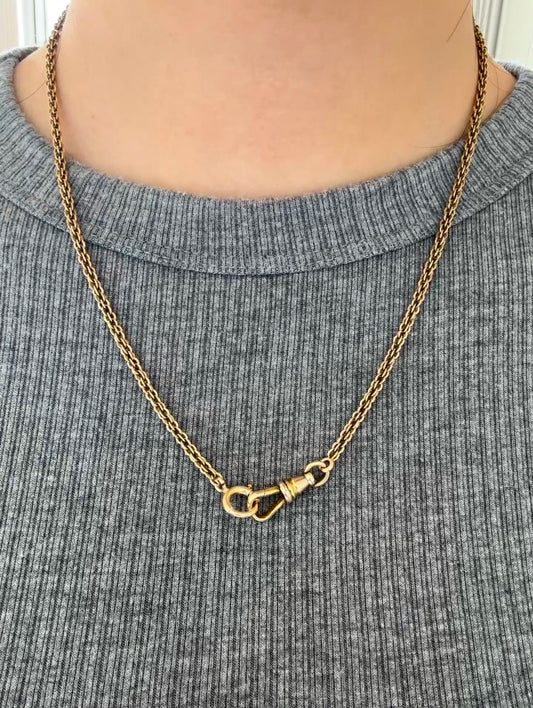 Vintage 14K Yellow Gold Fancy Link Watch Chain Necklace 18.0 inch