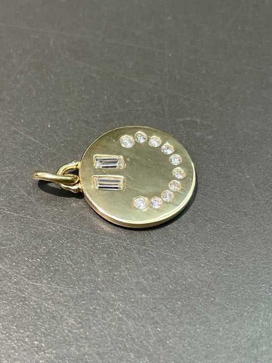 14K Yellow Gold 0.52 CTW Diamond Happy Face Disc Pendant