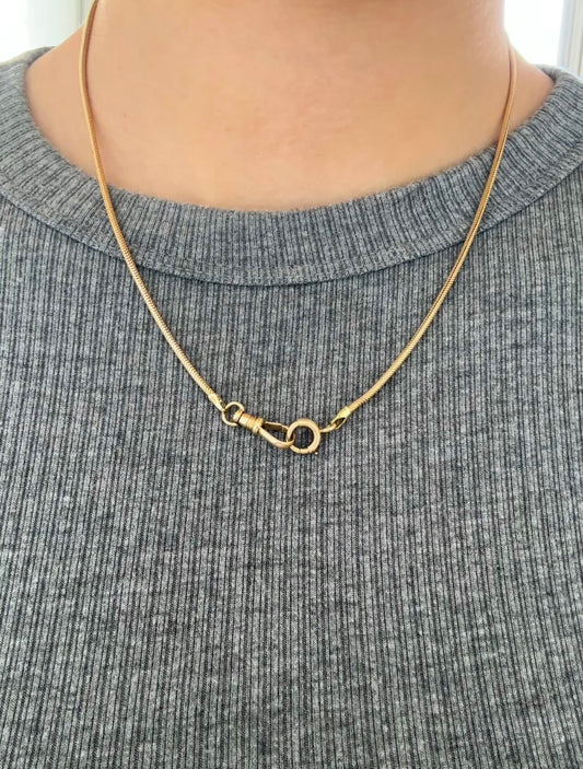 Vintage 14K Yellow Gold Snake Chain Watch Chain Necklace 17.5 inch