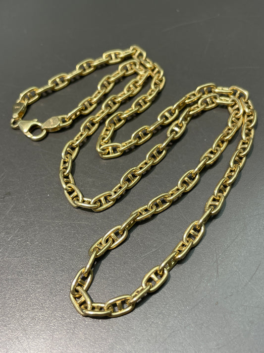 14K Gold 4.0 mm Puffy Mariner Chain Necklace
