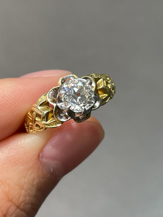 Antique 14K Gold 1.18 CTW Diamond Solitaire Ring