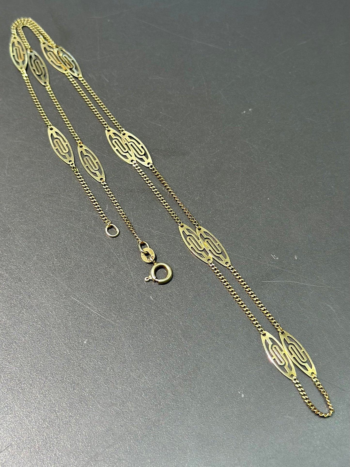 复古 14K 金花丝链项链 20.0 英寸