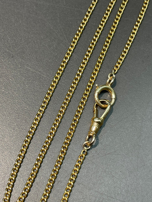 Vintage 14K Yellow Gold Curb Link Watch Chain Necklace 19.0 inch