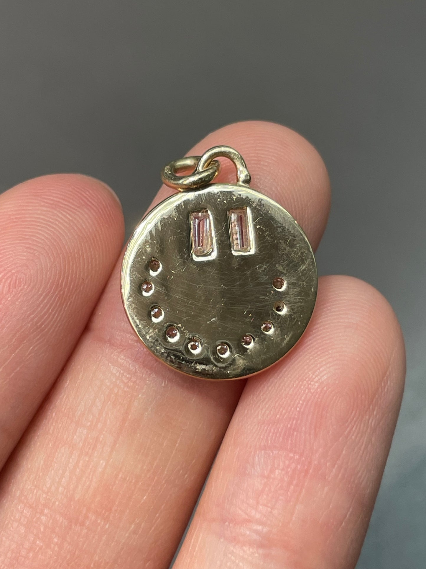 14K Yellow Gold 0.52 CTW Diamond Happy Face Disc Pendant