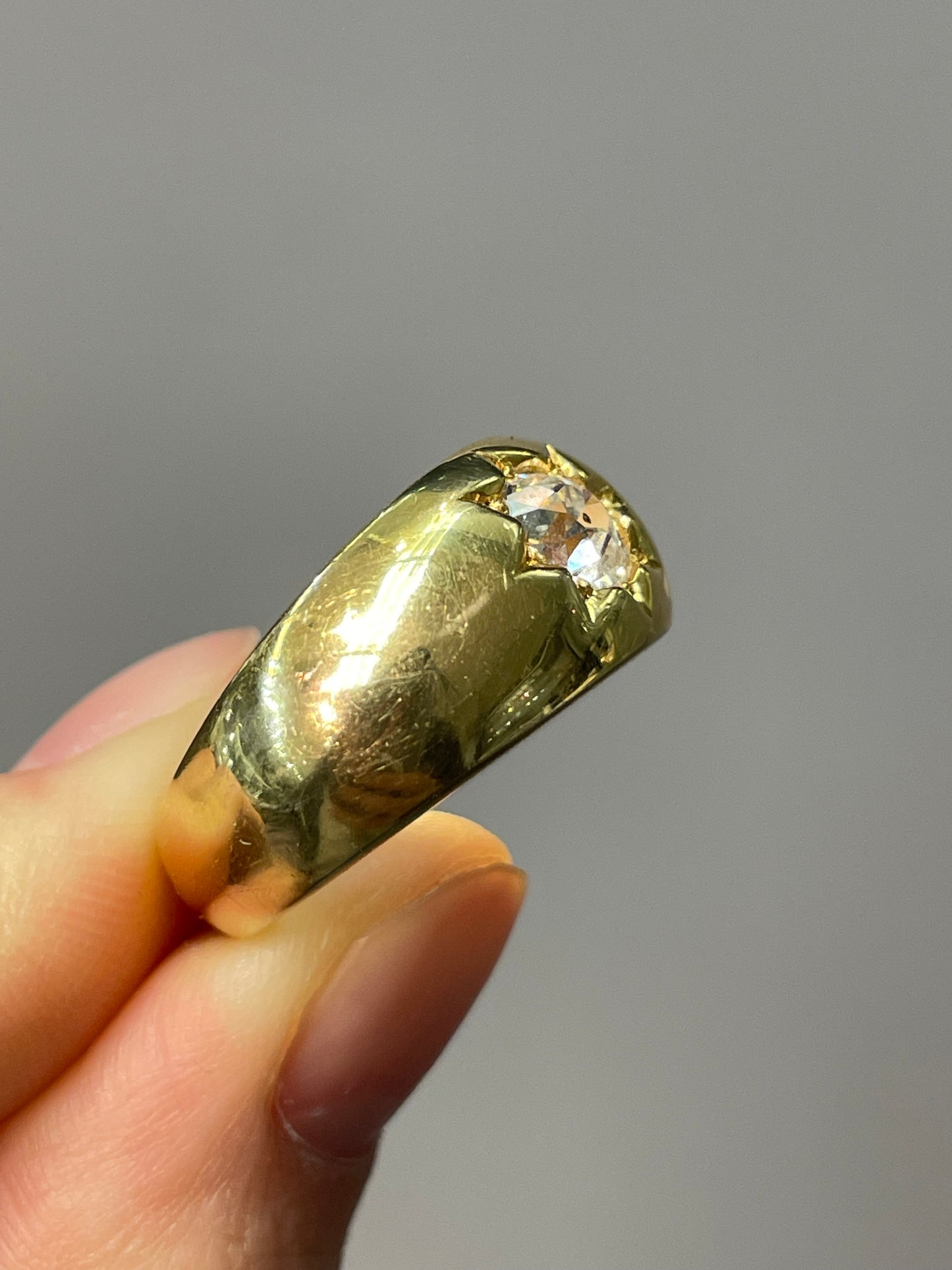 14K Yellow Gold 0.85 CTW Old Mine Cut Diamond Starburst Ring