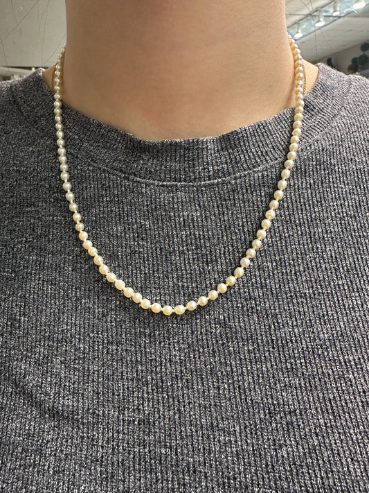 Edwardian 14K Gold Natural Saltwater Pearl Burma Ruby Diamond Necklace