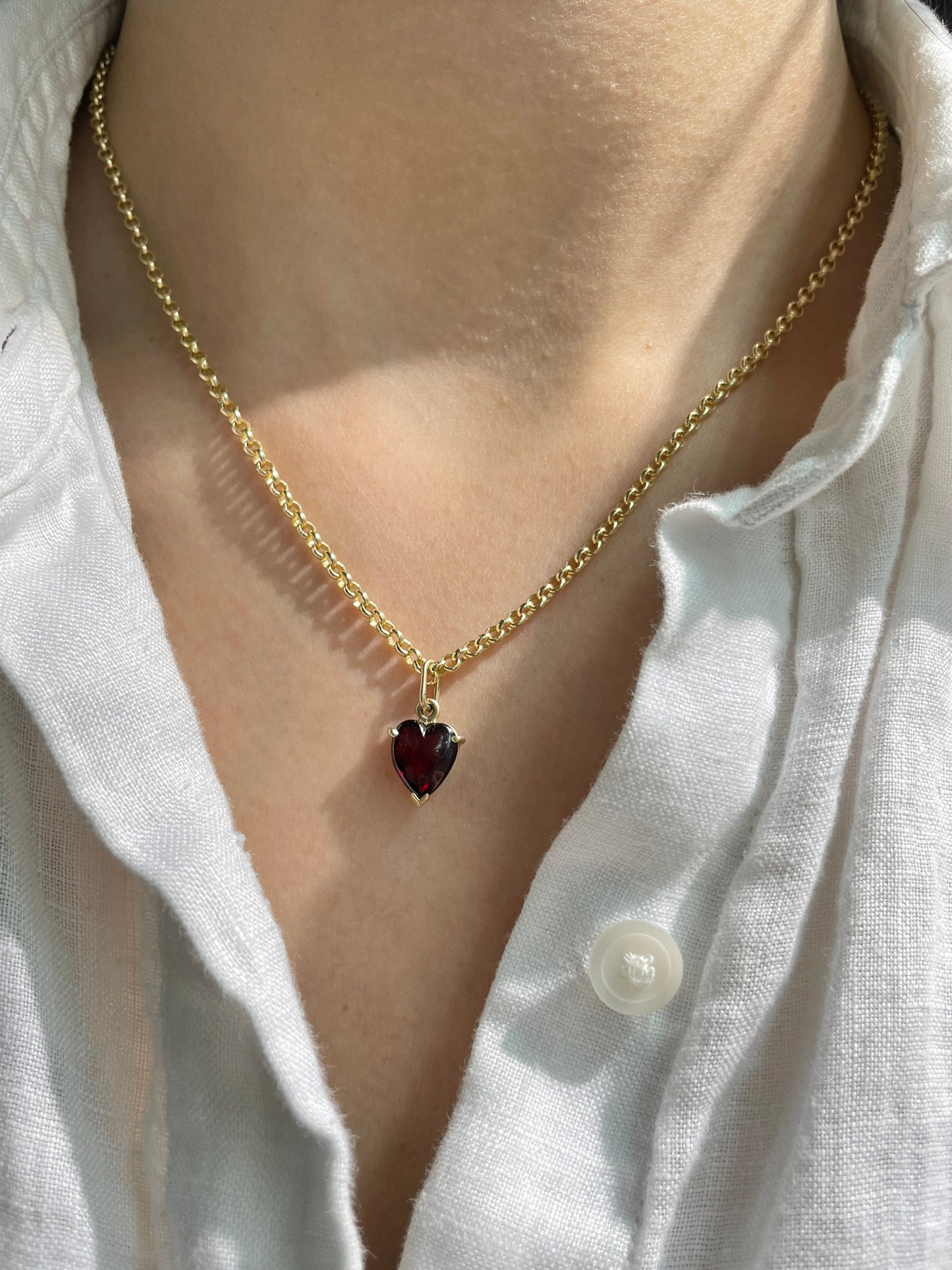 Vintage 14K Gold Garnet Heart Charm