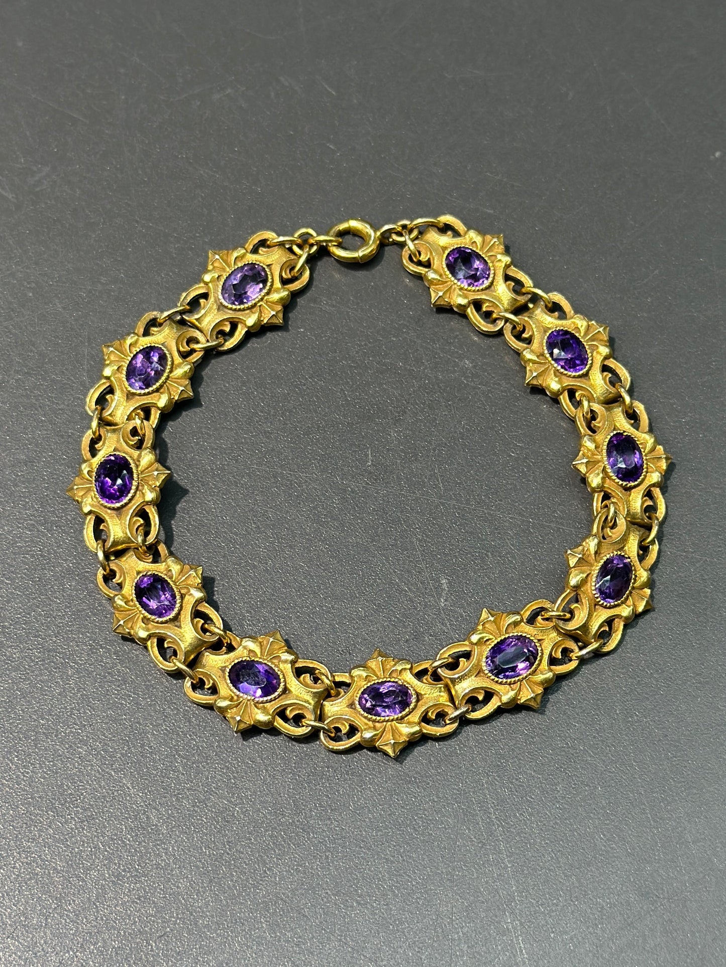 Art Nouveau Dreher & Son, Bracelet améthyste en or EA 14 carats