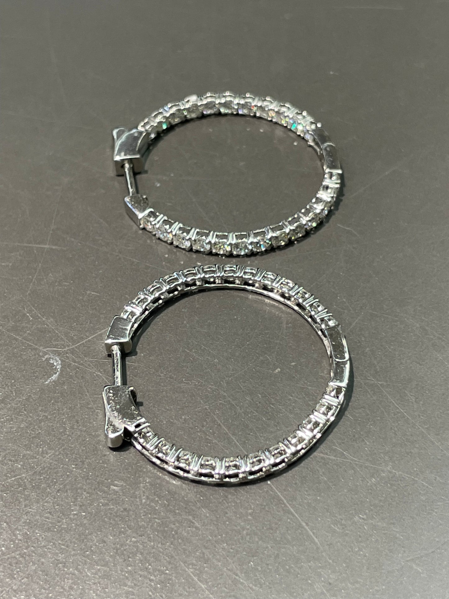 Platinum 4.0 CTW Diamond 30.0 mm Inside Out Hoop Earring