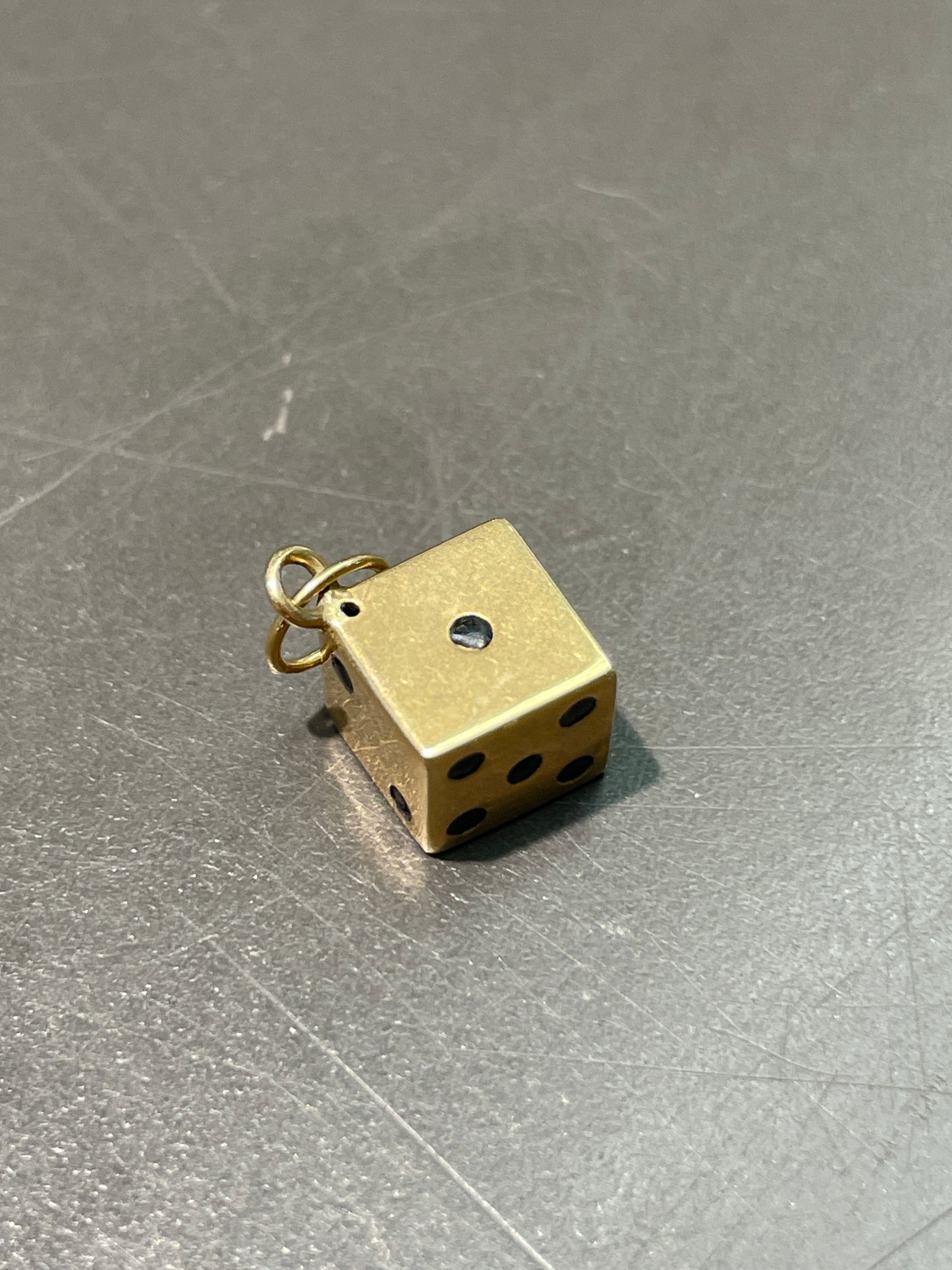 Vintage 14K Gold Enamel Dice Charm