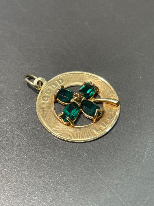 Vintage 14K Yellow Gold Good Luck Clover Charm Pendant