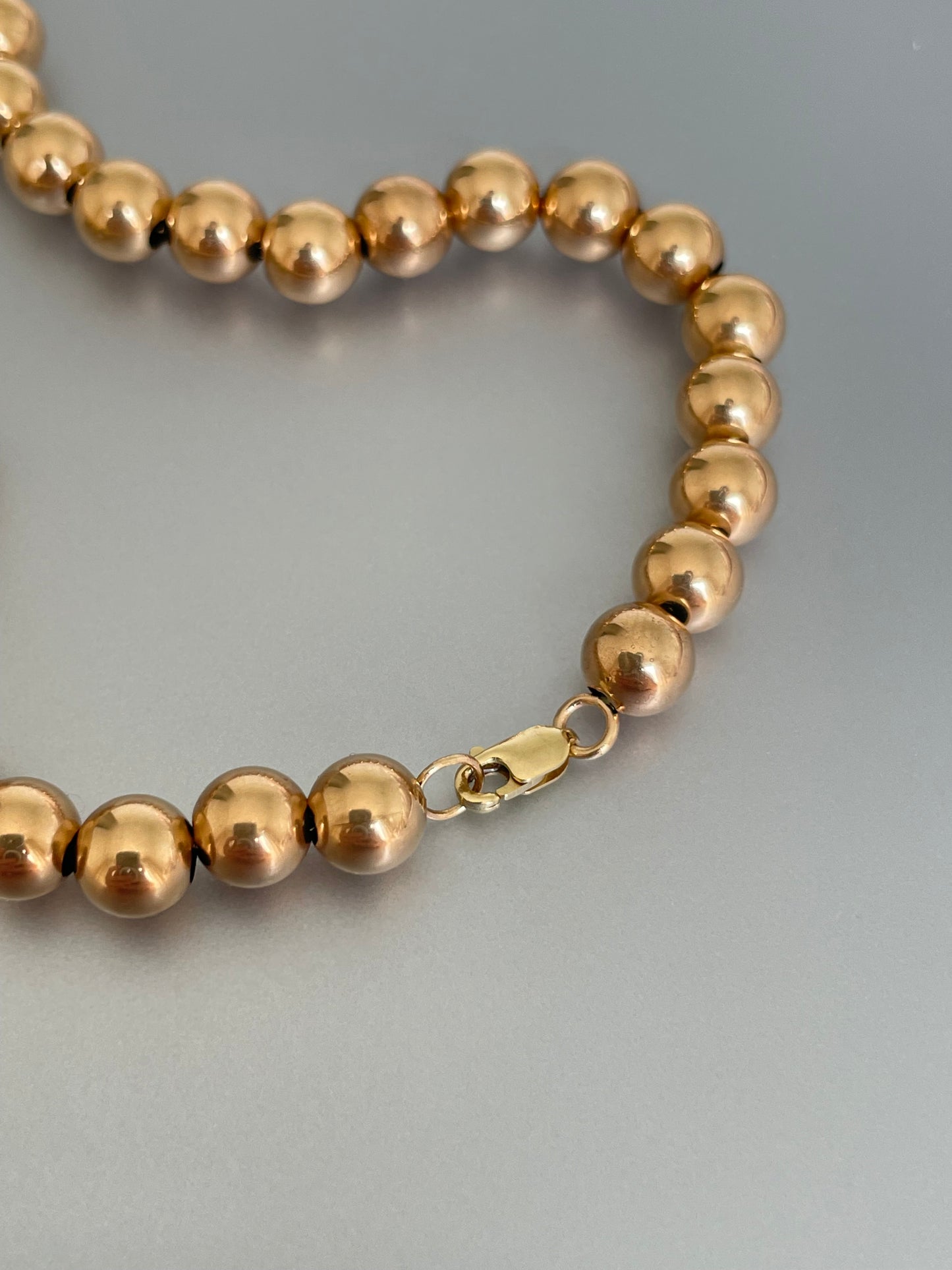 Vintage 14K Yellow Gold 6.0 mm Bead Necklace
