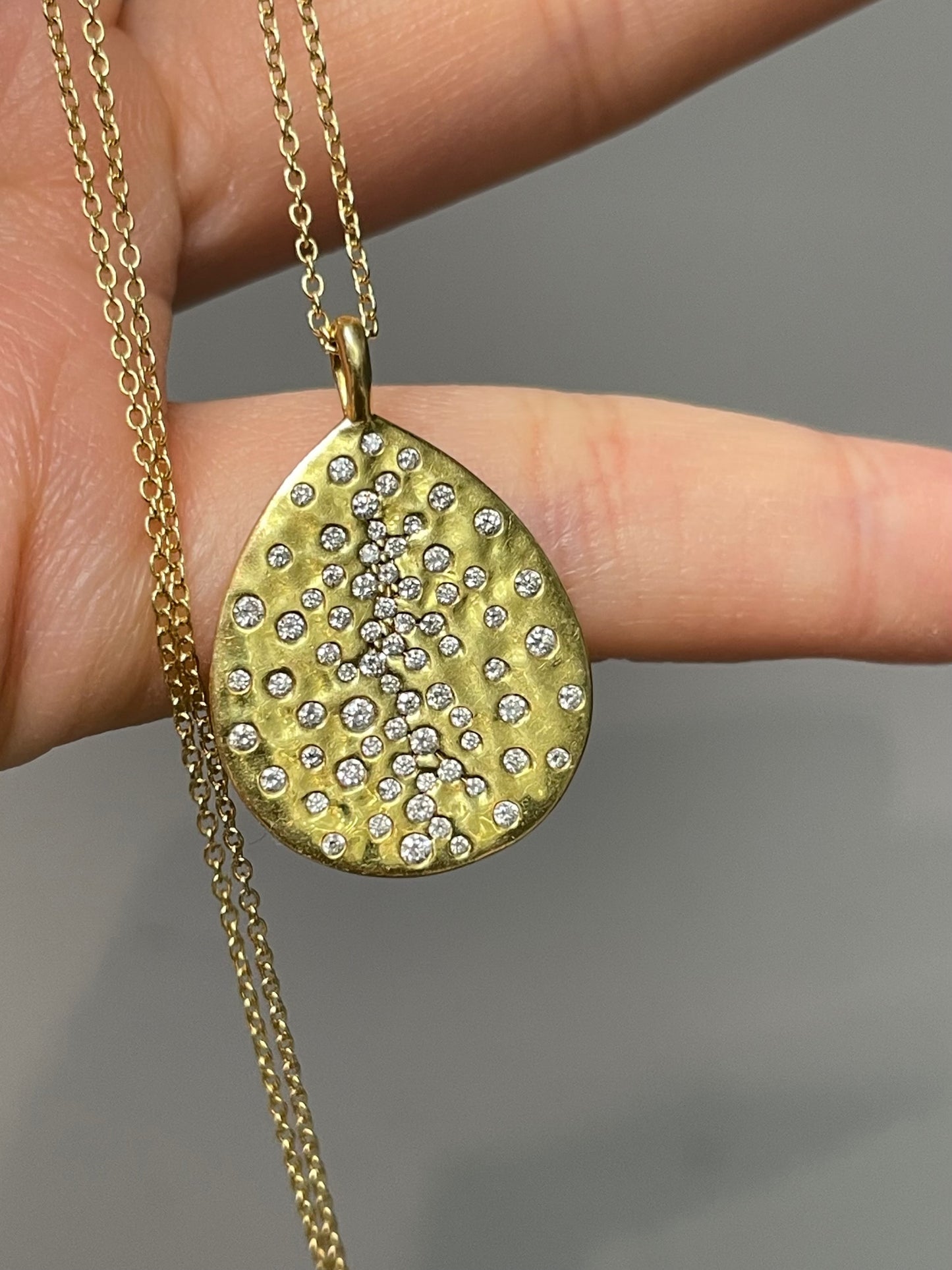 Ippolita 18K Yellow Gold 0.34 CTW Crinkle Teardrop Pendant Necklace