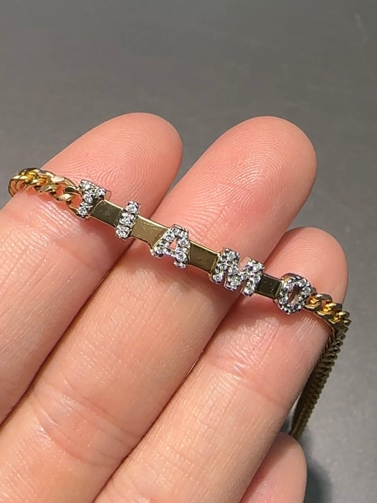 18K Yellow Gold 0.22 CTW Diamond Ti Amo Curb Link Bracelet