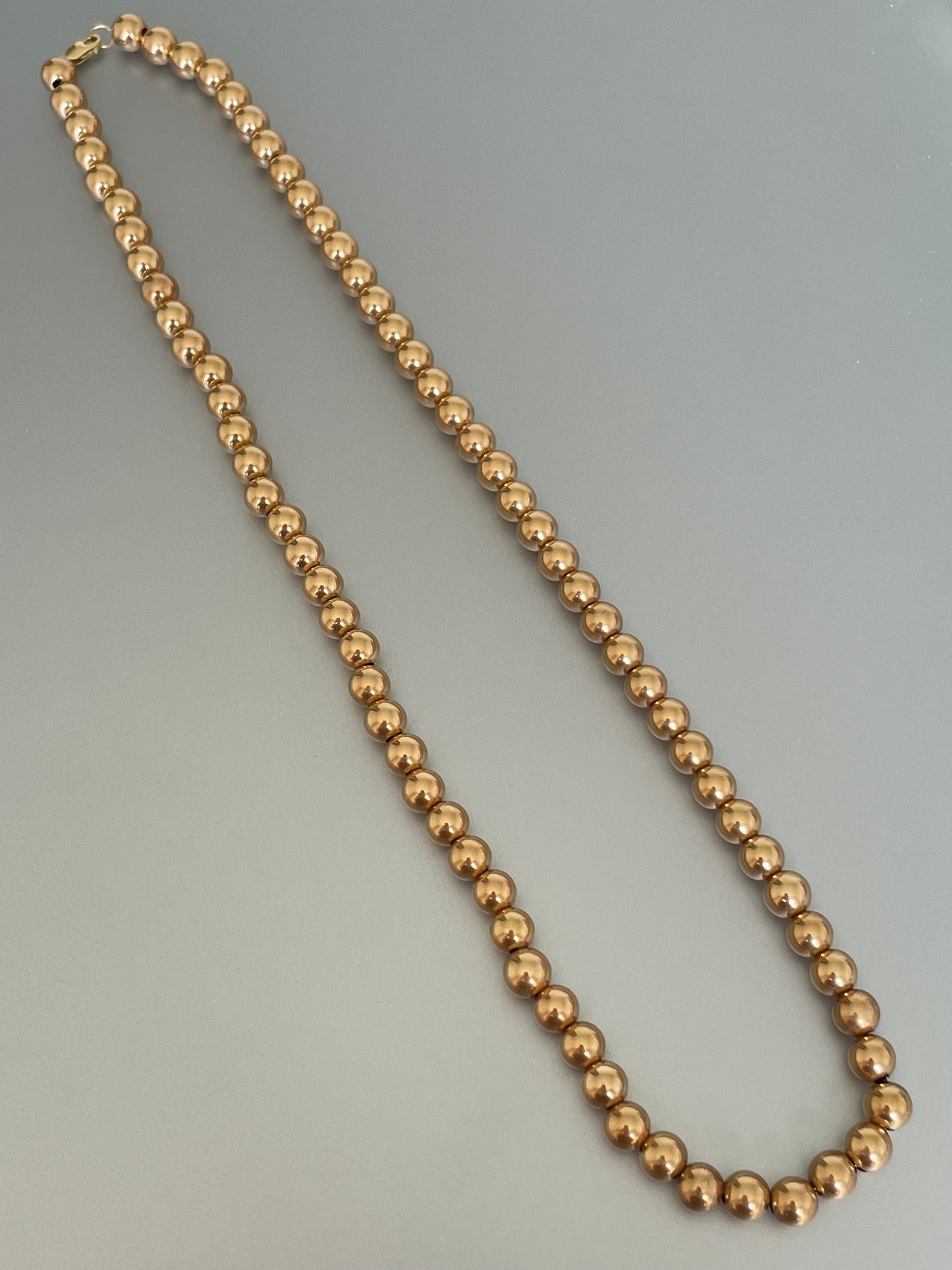Vintage 14K Yellow Gold 6.0 mm Bead Necklace