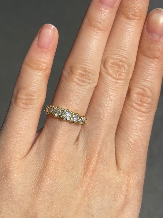 Antique Birks 14K Gold 1.46 CTW Five Stone Diamond Ring