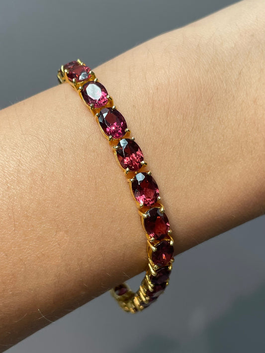 14K Yellow Gold 15.84 CTW Garnet Tennis Bracelet