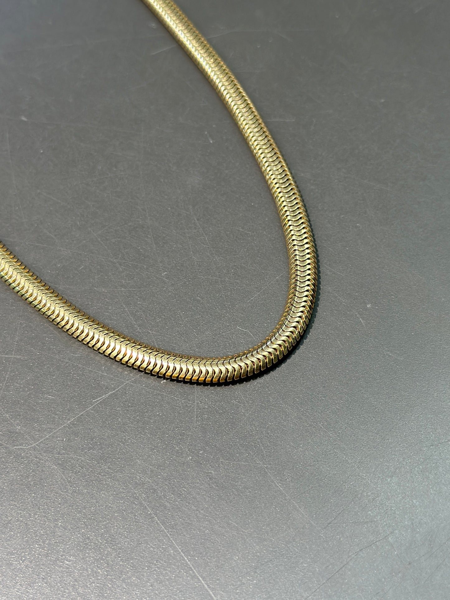 复古 14K 金蛇链项链 15.5 英寸