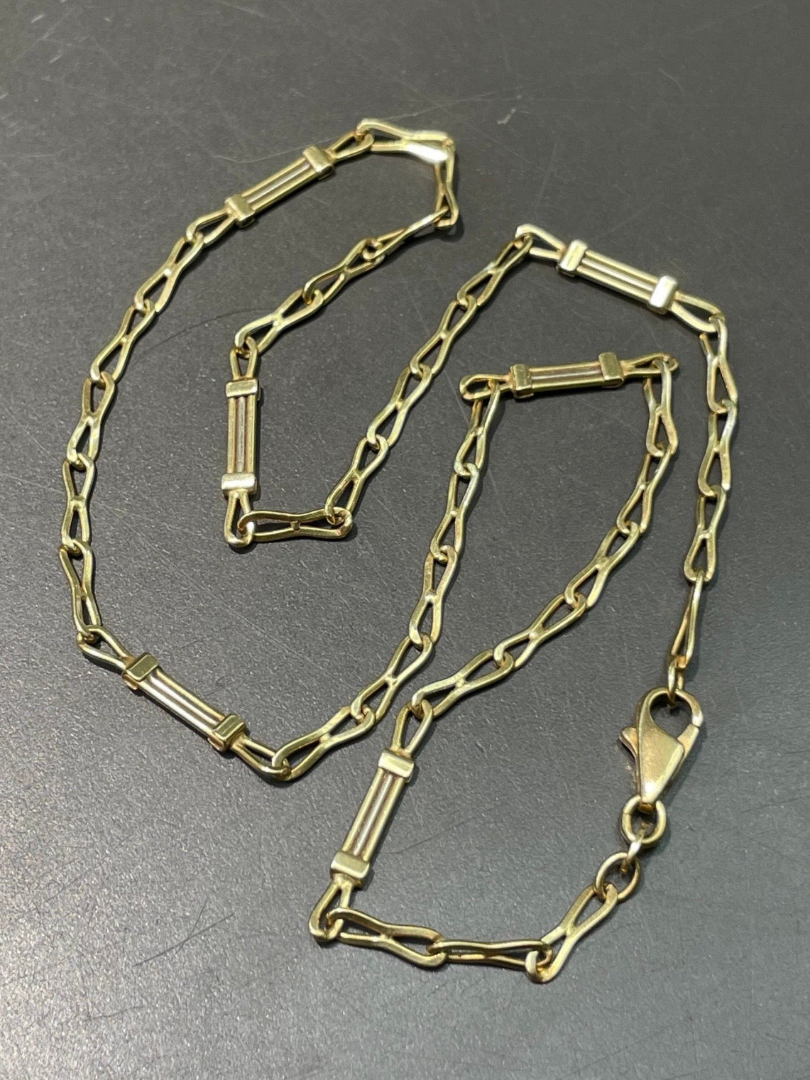 Vintage 18K Yellow Gold Fancy Link Necklace 16.5 inch