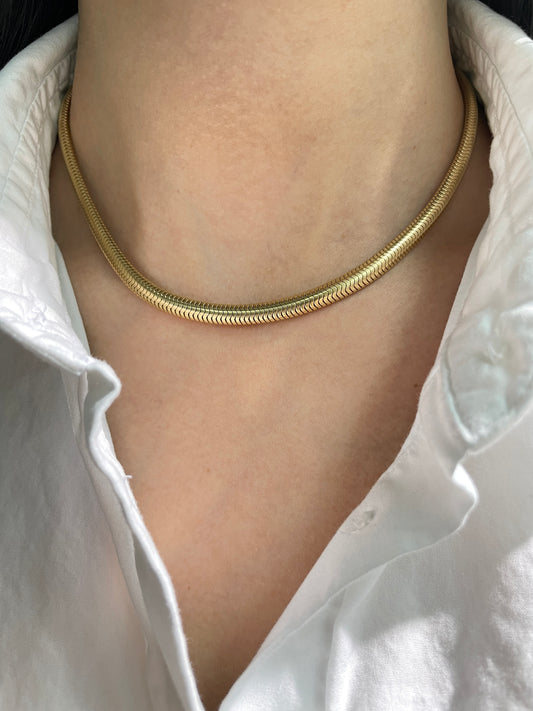 Retro 14K Gold Snake Chain Necklace
