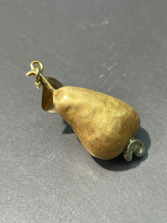 Vintage 18K Bi-Tone Gold Large Pear Pendant