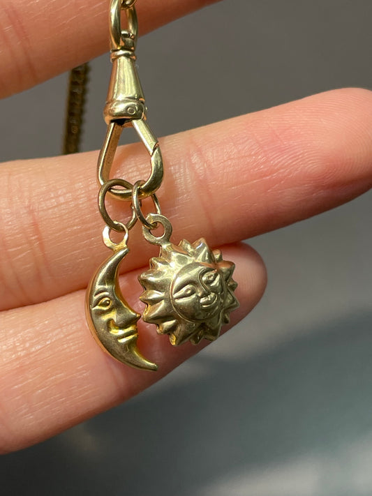 Vintage 14K Yellow Gold Puffy Crescent Moon Face Charm Pendant