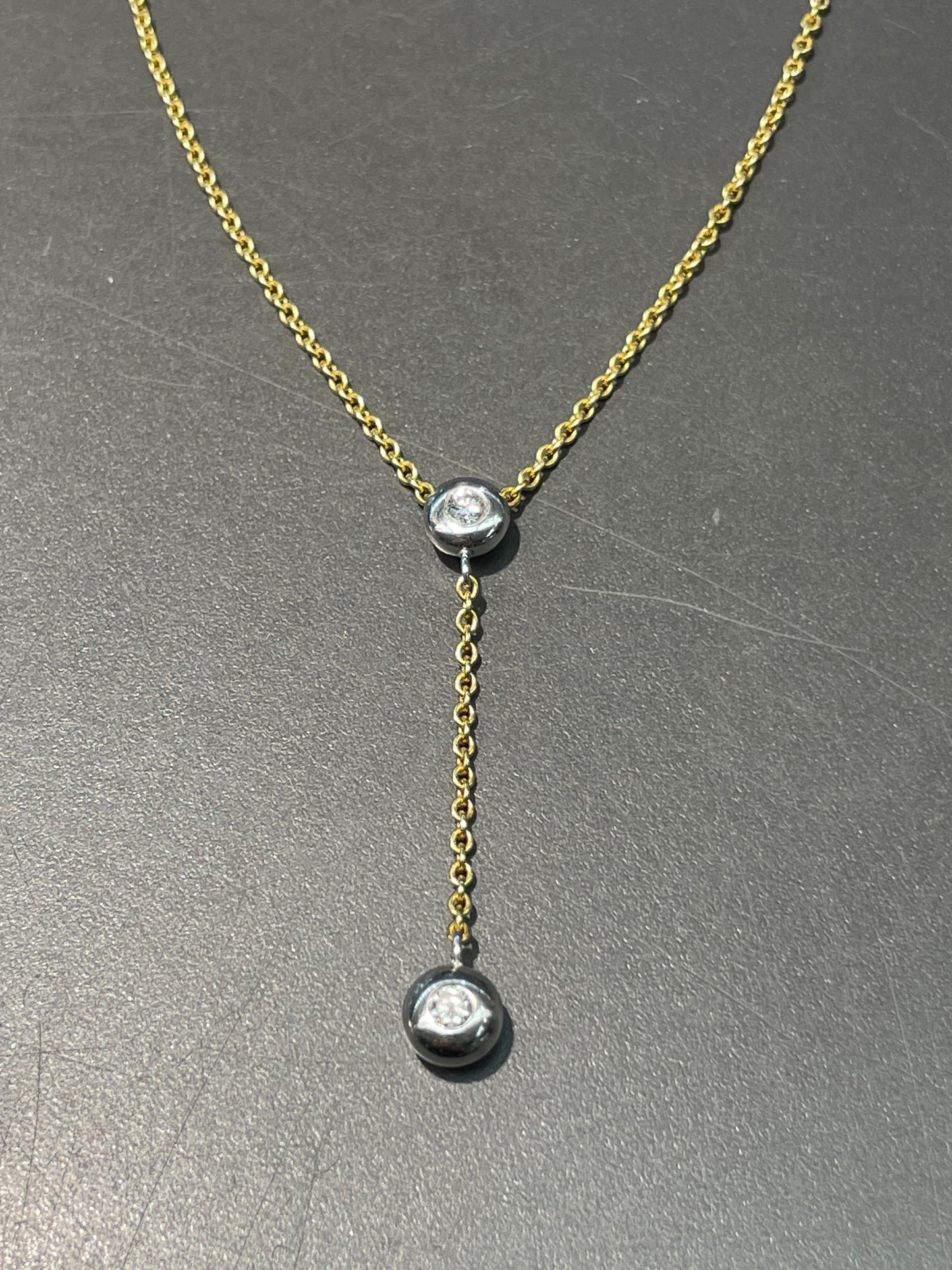 18K Yellow Gold 0.45 CTW Diamond Bezel Lariat Necklace