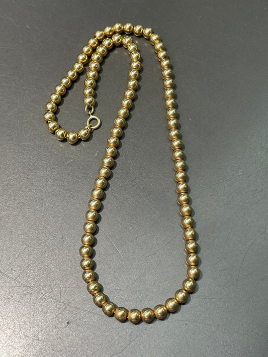 Vintage 14K Yellow Gold 5.0 mm Bead Necklace