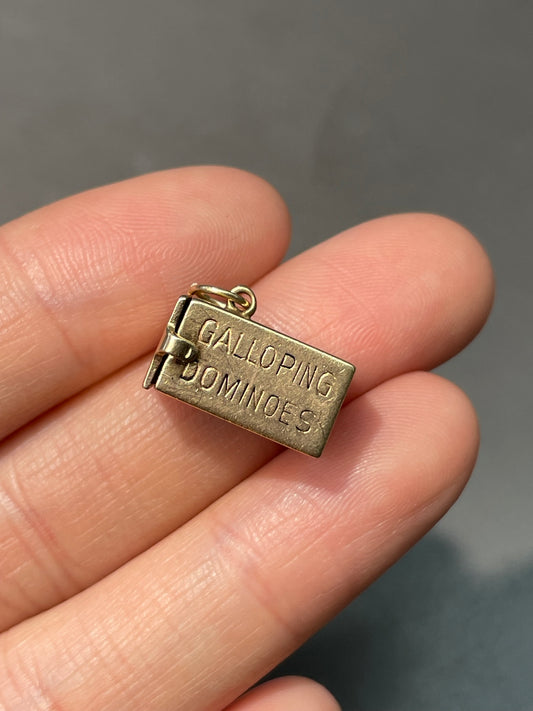 Vintage 14K Yellow Gold Galloping Dominoes Charm Pendant