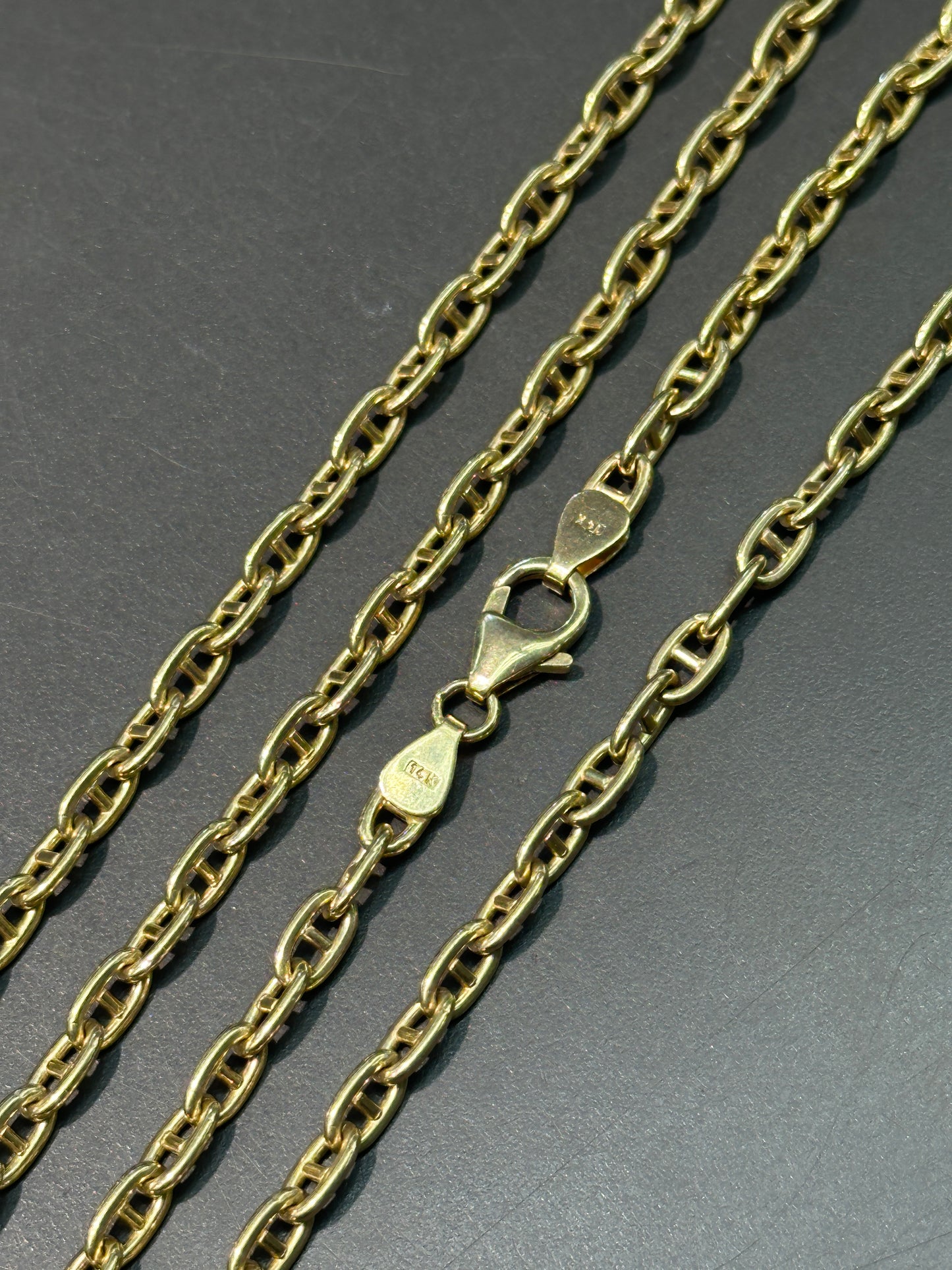 14K Yellow Gold 4.0 mm Solid Rounded Anchor Necklace 22.0 inch