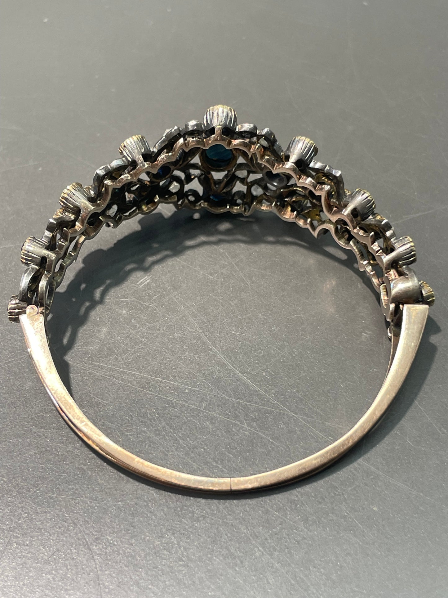 Bracelet en diamant et saphir en argent 925 de style géorgien 14 carats