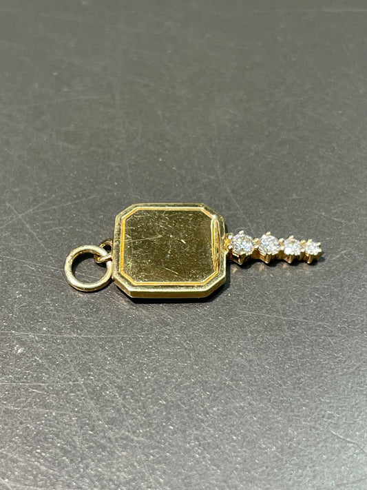 14K Gold 0.15CTW Diamond Key Charm