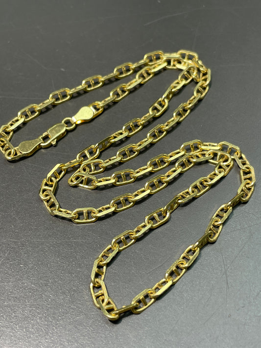 14K Gold Faceted Mariner Link Chain Necklace