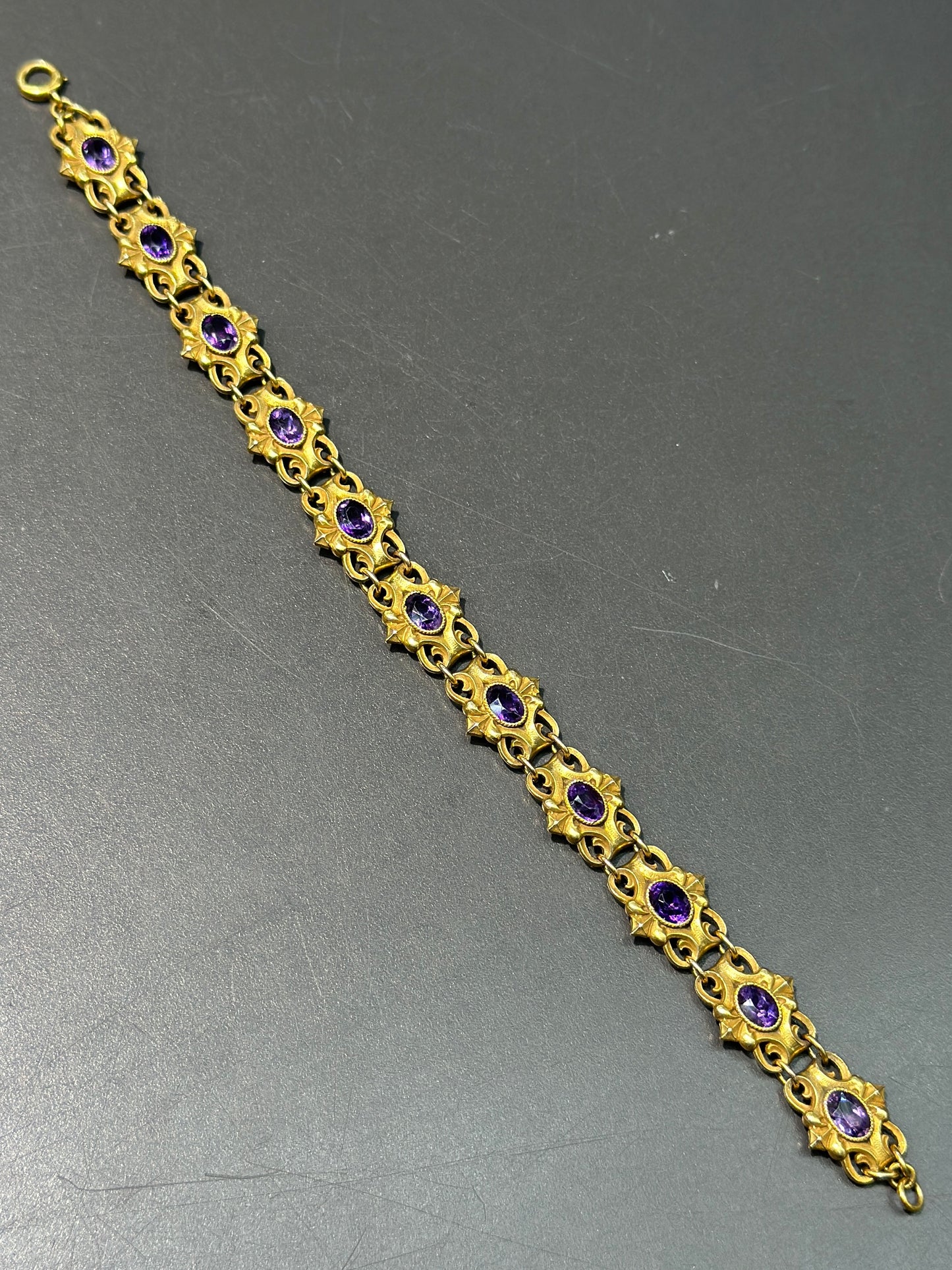 Art Nouveau Dreher & Son, Bracelet améthyste en or EA 14 carats