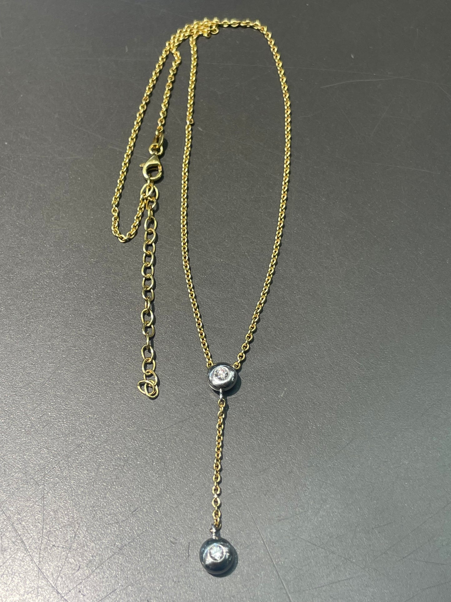 18K Yellow Gold 0.45 CTW Diamond Bezel Lariat Necklace