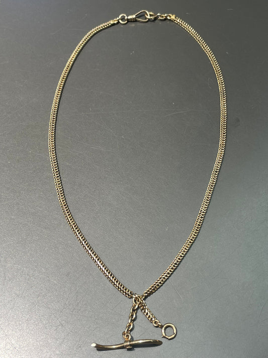Vintage 14K Yellow Gold Fancy Link Albert Watch Chain Necklace 20.25 inch
