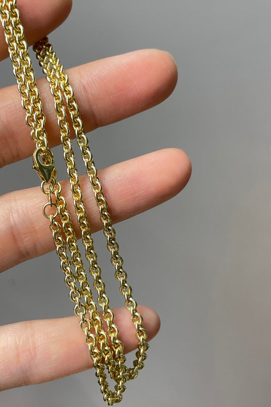 14K Gold 3.0 mm Oval Link Chain Necklace 18.0 inch