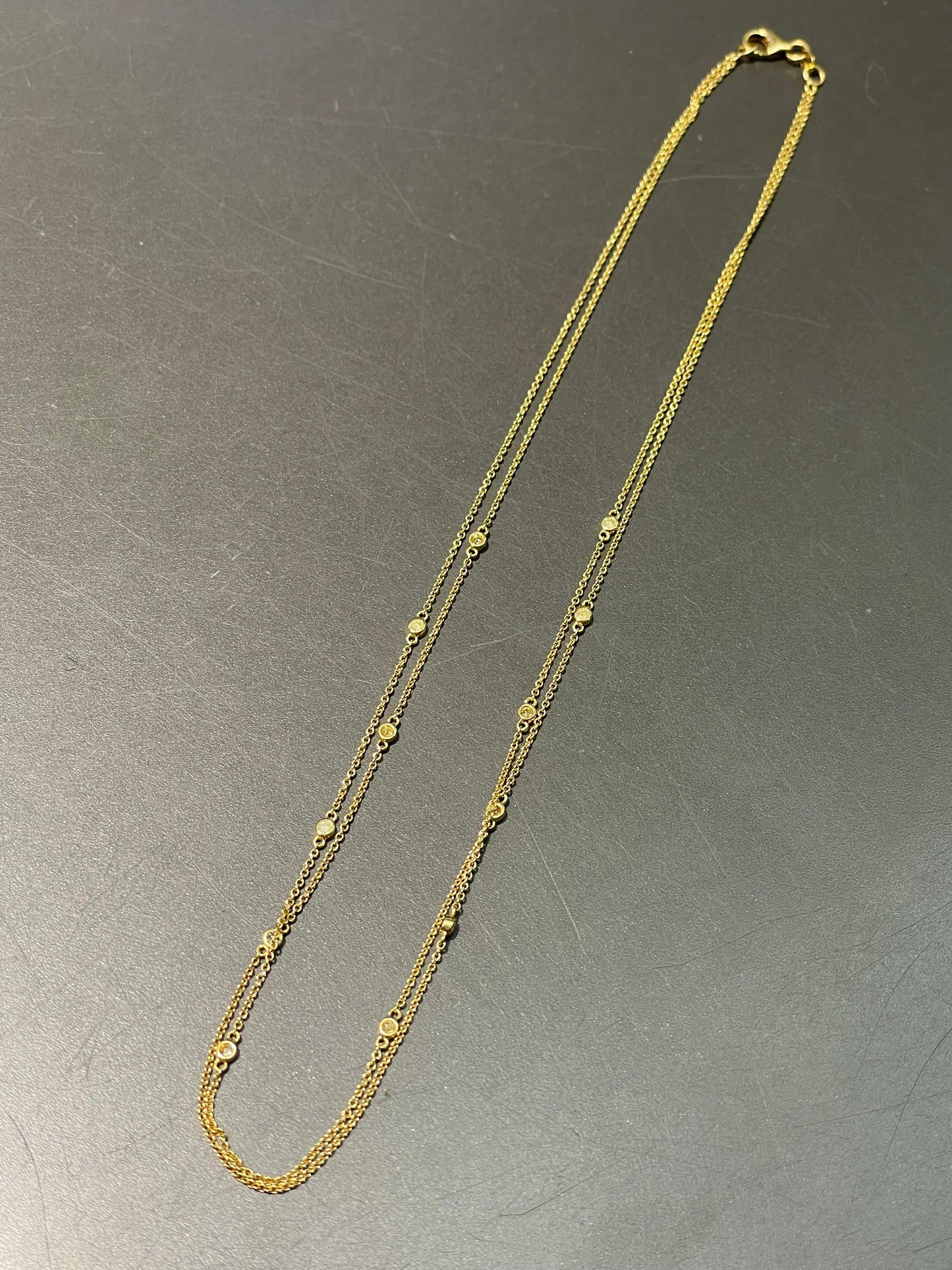 18K Yellow Gold 0.50 CTW Diamond Double Strand Necklace 16.0 inch