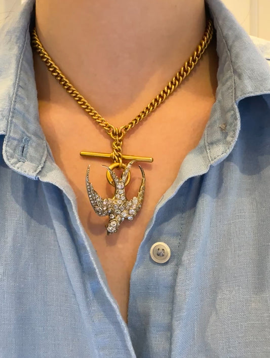 Antique 14K Yellow Gold 3.68 CTW Diamond St. Esprit Brooch